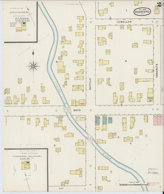 Sanborn Fire Insurance Map from Rushford, Allegany County, New York (1894), Sheet #0002 - Historic Sanborn Fire Insurance Map Print, vintage old map wall art, antique decor, genealogy gift, New York New York map