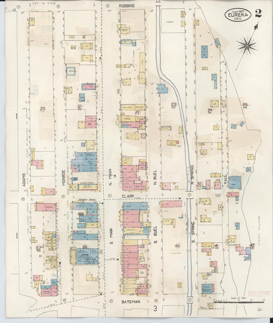 Sanborn Fire Insurance Map from Eureka, Eureka County, Nevada (1941), Sheet #0002 - Historic Sanborn Fire Insurance Map Print, vintage old map wall art, antique decor, genealogy gift, Nevada Nevada map