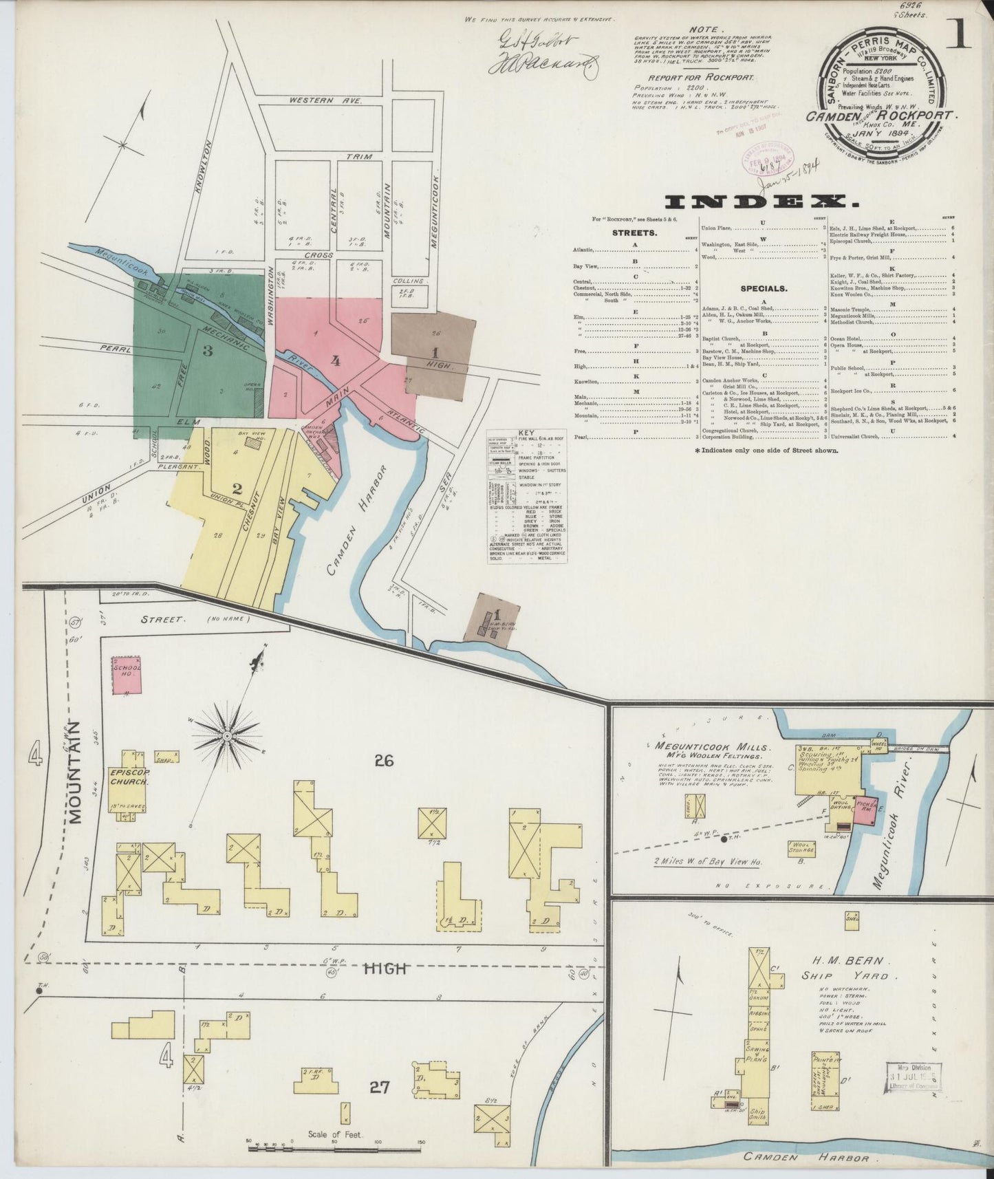 Sanborn Fire Insurance Map from Camden, Knox County, Maine. (1894) – Historic Sanborn Fire Insurance Map Print