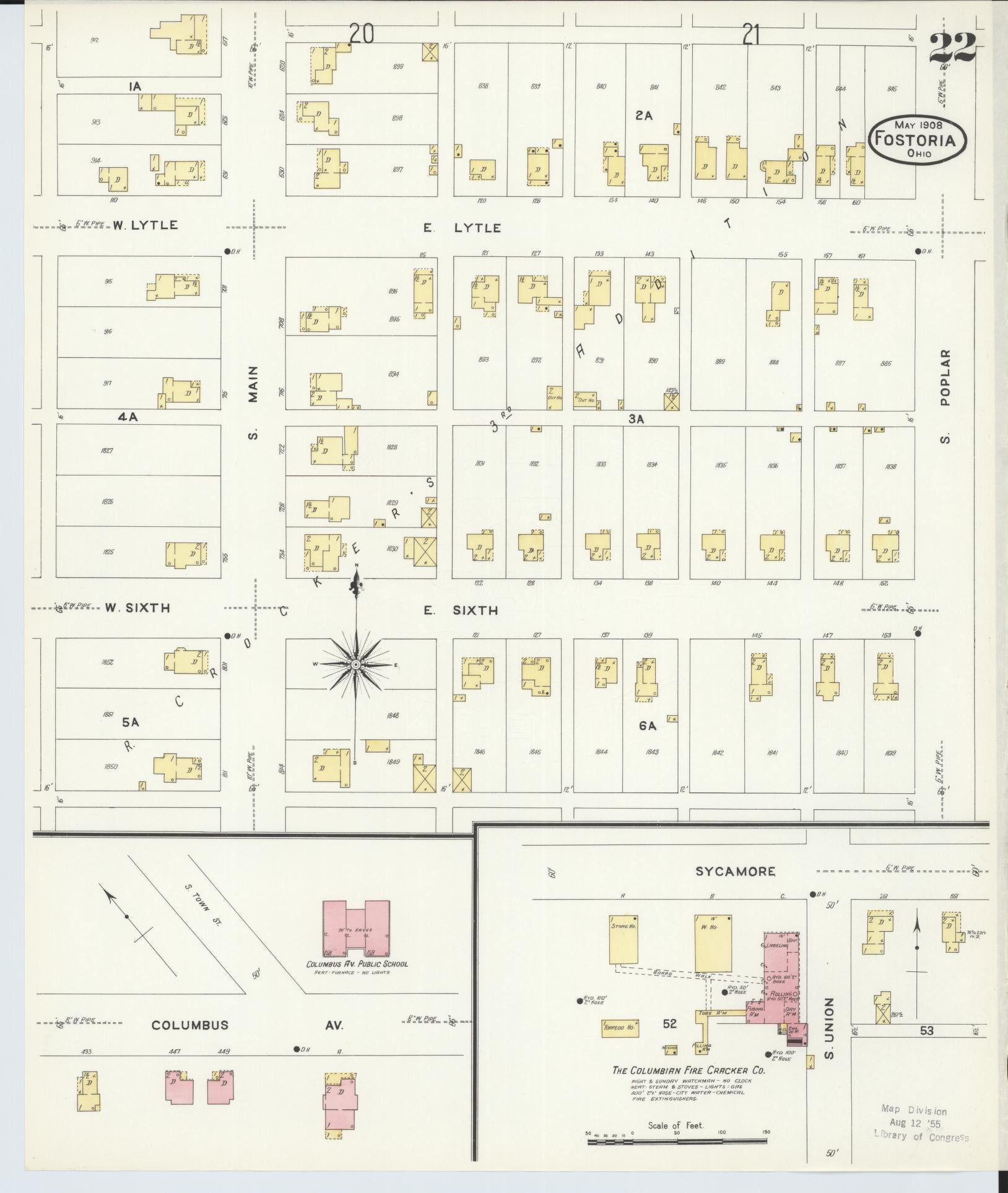 Sanborn Fire Insurance Map from Fostoria, Seneca, Hancock, And Wood Counties, Ohio (1908), Sheet #0022 - Historic Sanborn Fire Insurance Map Print, vintage old map wall art, antique decor, genealogy gift, Ohio Ohio map