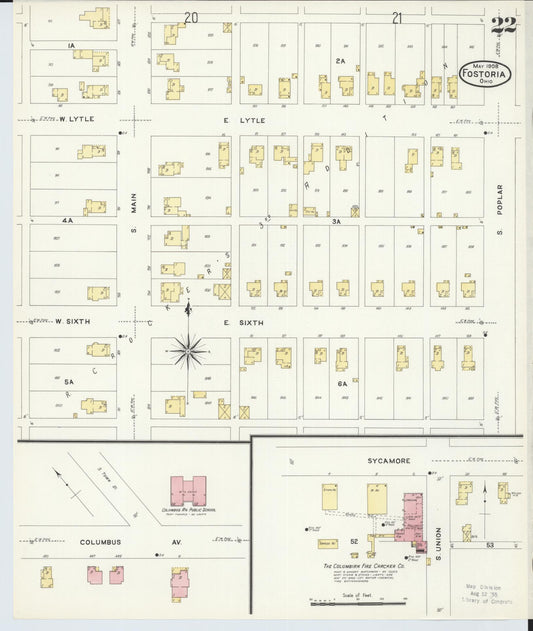 Sanborn Fire Insurance Map from Fostoria, Seneca, Hancock, And Wood Counties, Ohio (1908), Sheet #0022 - Historic Sanborn Fire Insurance Map Print, vintage old map wall art, antique decor, genealogy gift, Ohio Ohio map