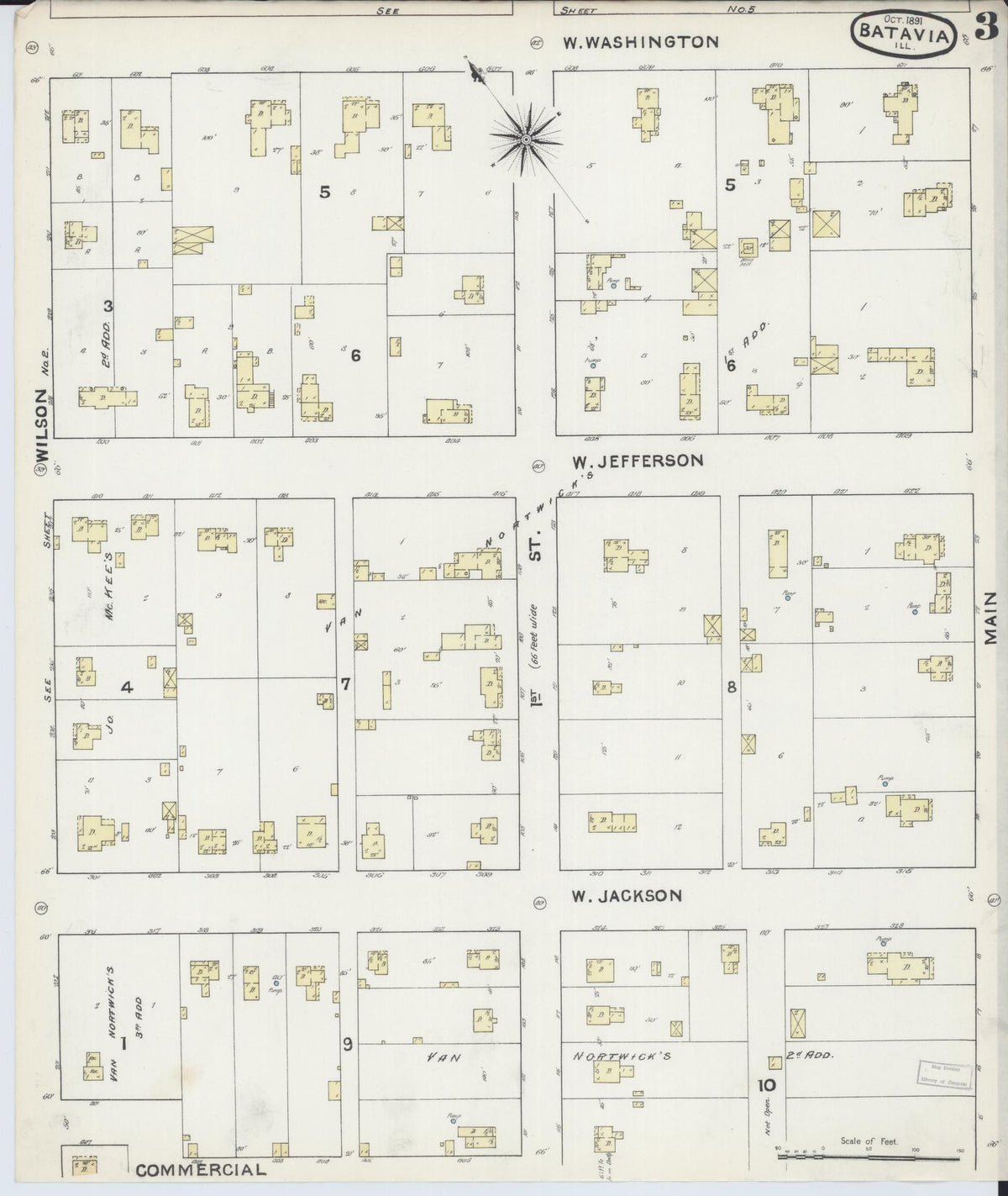Sanborn Fire Insurance Map from Batavia, Kane County, Illinois (1891), Sheet #0003 - Complete Map Set gallery image, historic Sanborn map, vintage wall art, Illinois Illinois