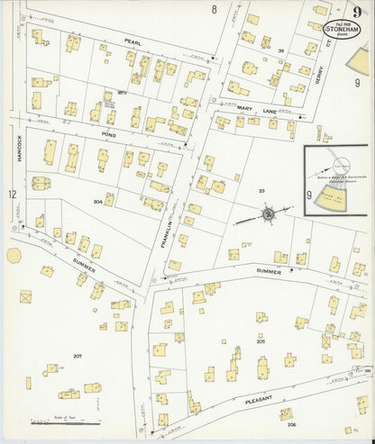 Sanborn Fire Insurance Map from Stoneham, Middlesex County, Massachusetts (1909), Sheet #0009 - Complete Map Set gallery image, historic Sanborn map, vintage wall art, Massachusetts Massachusetts