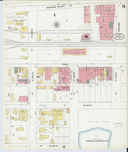 Sanborn Fire Insurance Map from Fargo, Cass County, North Dakota (1901), Sheet #0006 - Complete Map Set gallery image, historic Sanborn map, vintage wall art, North Dakota North Dakota