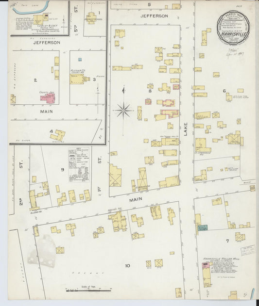 Sanborn Fire Insurance Map from Harrisville, Alcona County, Michigan (1893), Sheet #0001 - Historic Sanborn Fire Insurance Map Print, vintage old map wall art, antique decor, genealogy gift, Michigan Michigan map