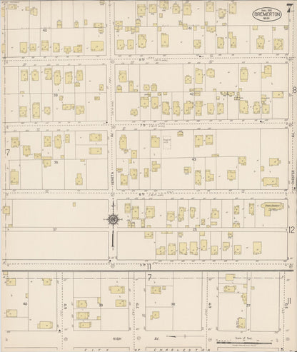 Sanborn Fire Insurance Map from Bremerton, Kitsap County, Washington (1918), Sheet #0007 - Complete Map Set gallery image, historic Sanborn map, vintage wall art, Washington Washington