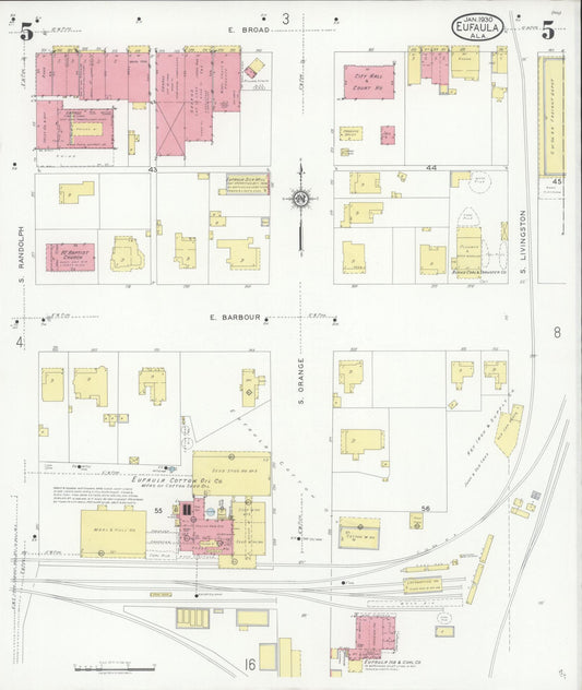Sanborn Fire Insurance Map from Eufaula, Barbour County, Alabama (1930), Sheet #0005 - Historic Sanborn Fire Insurance Map Print, vintage old map wall art, antique decor, genealogy gift, Alabama Alabama map