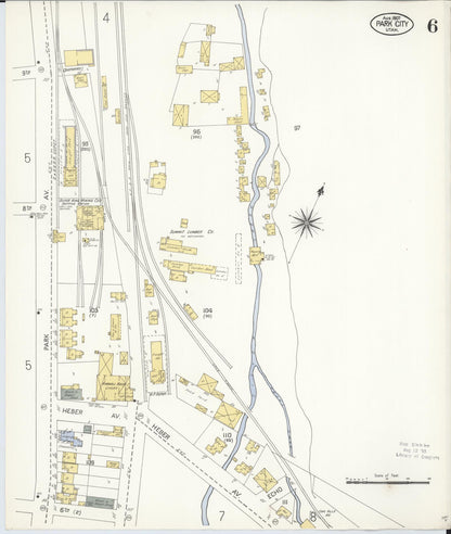 Sanborn Fire Insurance Map from Park City, Summit County, Utah (1907), Sheet #0006 - Complete Map Set gallery image, historic Sanborn map, vintage wall art, Utah Utah