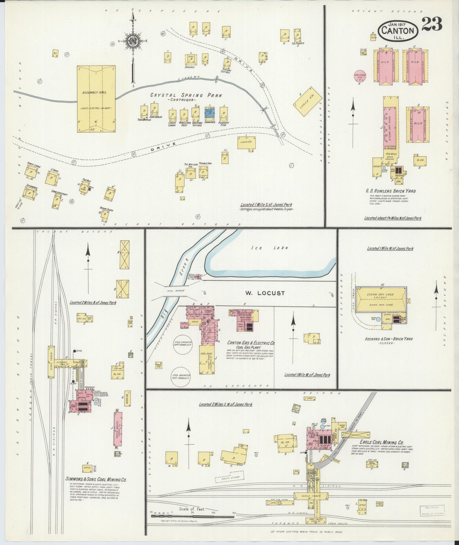 Sanborn Fire Insurance Map from Canton, Fulton County, Illinois (1917), Sheet #0023 - Complete Map Set gallery image, historic Sanborn map, vintage wall art, Illinois Illinois