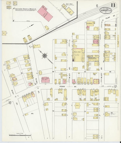 Sanborn Fire Insurance Map from Jeannette, Westmoreland County, Pennsylvania (1910), Sheet #0011 - Complete Map Set gallery image, historic Sanborn map, vintage wall art, Pennsylvania Pennsylvania