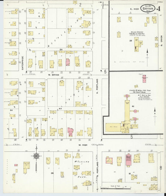 Sanborn Fire Insurance Map from Bryan, Williams County, Ohio (1911), Sheet #0004 - Historic Sanborn Fire Insurance Map Print, vintage old map wall art, antique decor, genealogy gift, Ohio Ohio map