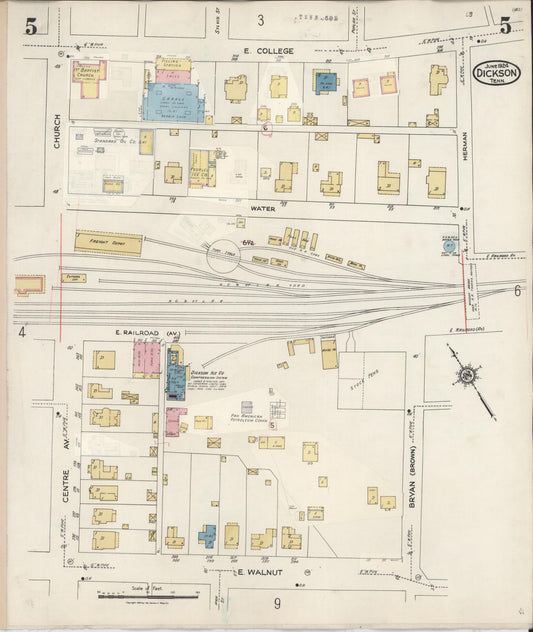 Sanborn Fire Insurance Map from Dickson, Dickson County, Tennessee (1941), Sheet #0005 - Historic Sanborn Fire Insurance Map Print, vintage old map wall art, antique decor, genealogy gift, Tennessee Tennessee map