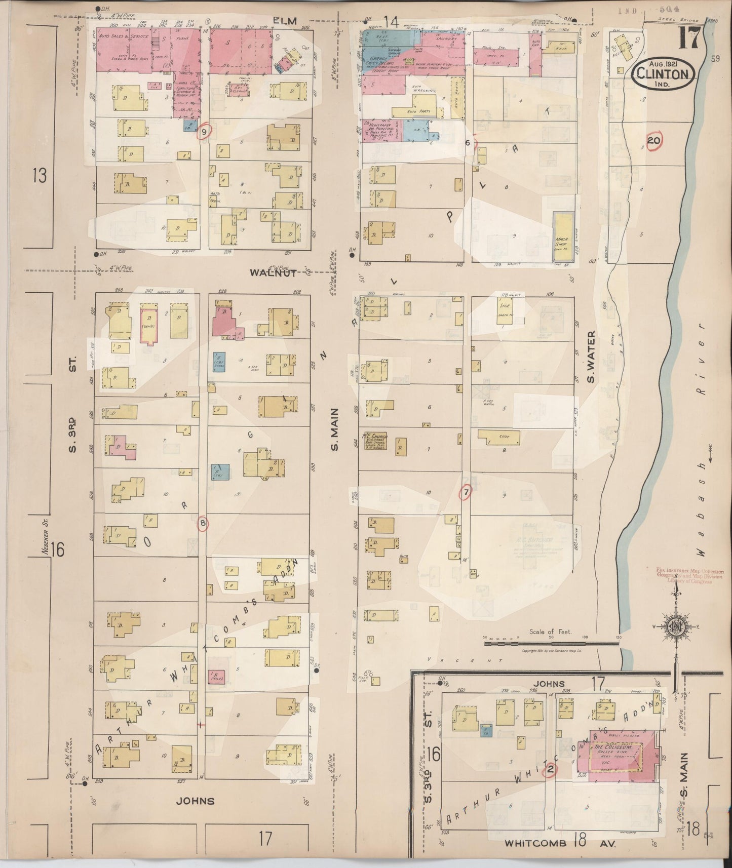 Sanborn Fire Insurance Map from Clinton, Vermillion County, Indiana (1947), Sheet #0017 - Complete Map Set gallery image, historic Sanborn map, vintage wall art, Indiana Indiana