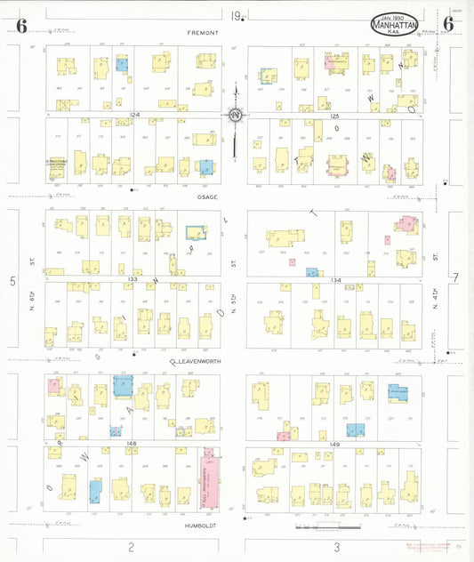Sanborn Fire Insurance Map from Manhattan, Riley County, Kansas (1930), Sheet #0006 - Historic Sanborn Fire Insurance Map Print, vintage old map wall art, antique decor, genealogy gift, Kansas Kansas map
