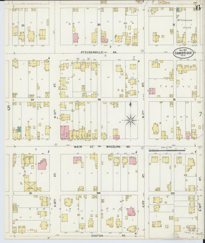 Sanborn Fire Insurance Map from Cambridge, Guernsey County, Ohio (1897), Sheet #0006 - Historic Sanborn Fire Insurance Map Print, vintage old map wall art, antique decor, genealogy gift, Ohio Ohio map