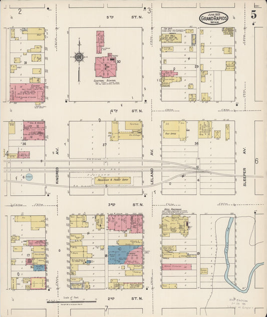 Sanborn Fire Insurance Map from Grand Rapids, Itasca County, Minnesota (1922), Sheet #0005 - Historic Sanborn Fire Insurance Map Print, vintage old map wall art, antique decor, genealogy gift, Minnesota Minnesota map