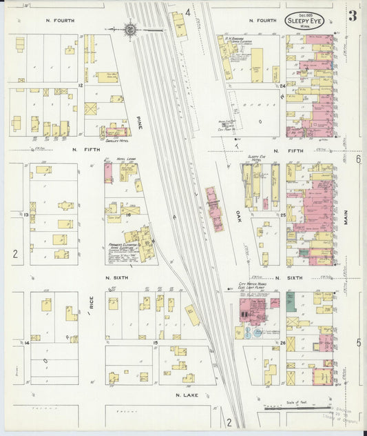 Sanborn Fire Insurance Map from Sleepy Eye, Brown County, Minnesota (1909), Sheet #0003 - Historic Sanborn Fire Insurance Map Print, vintage old map wall art, antique decor, genealogy gift, Minnesota Minnesota map