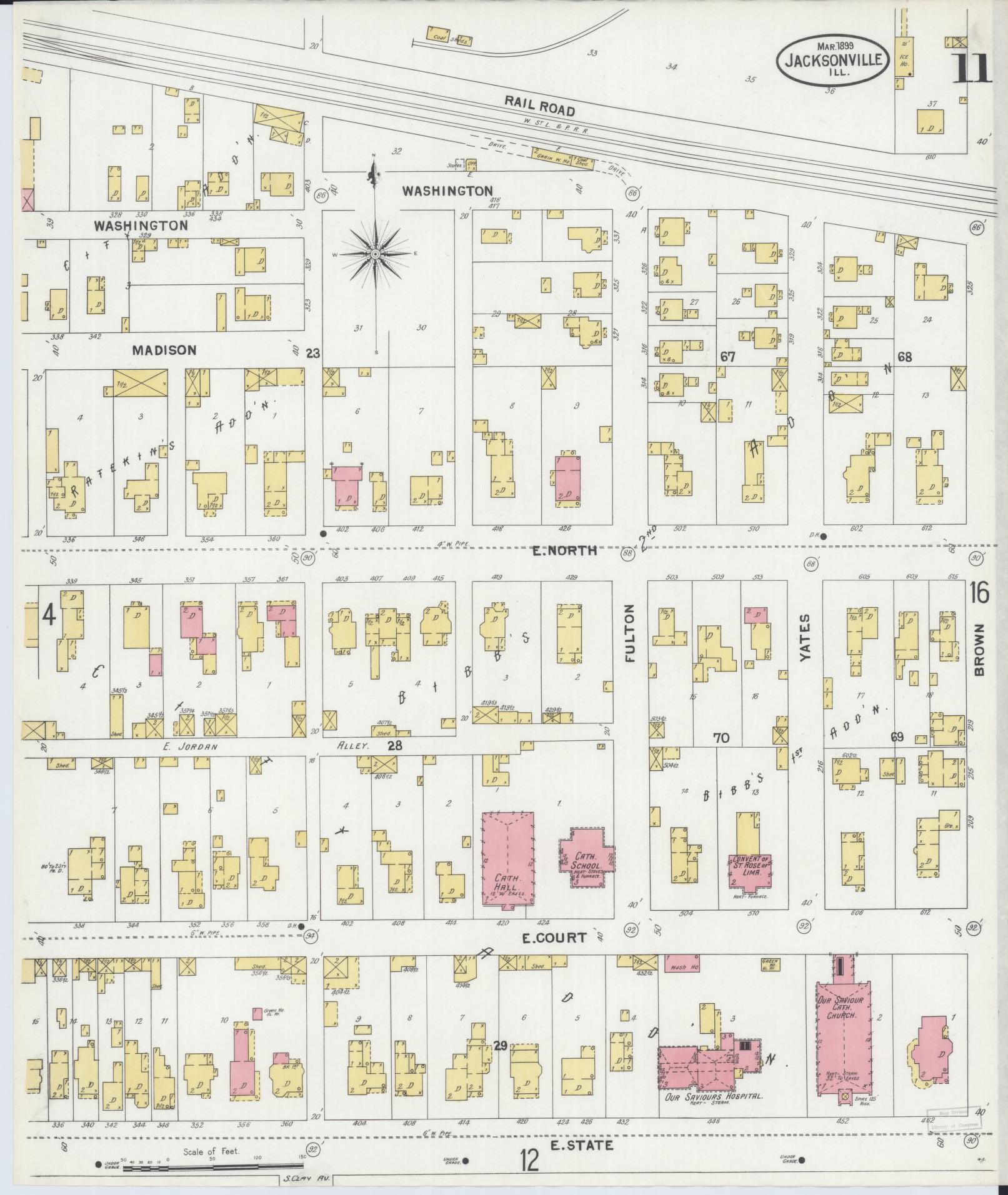 Sanborn Fire Insurance Map from Jacksonville, Morgan County, Illinois. (1899), Sheet 11 – Historic Sanborn Fire Insurance Map Print