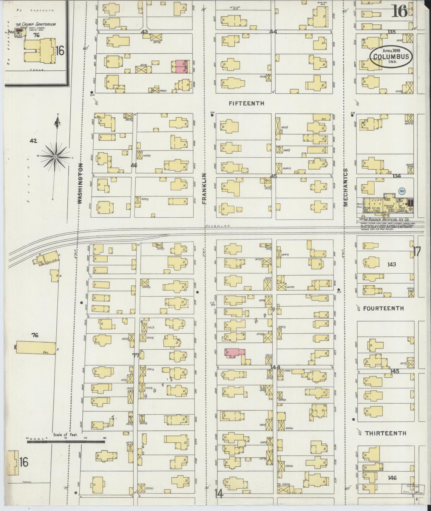 Sanborn Fire Insurance Map from Columbus, Bartholomew County, Indiana (1898), Sheet #0016 - Complete Map Set gallery image, historic Sanborn map, vintage wall art, Indiana Indiana