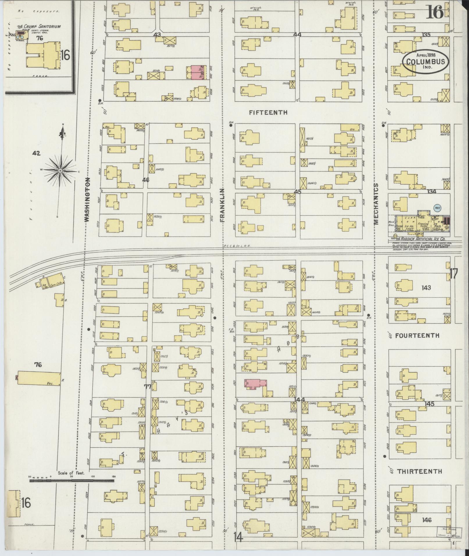 Sanborn Fire Insurance Map from Columbus, Bartholomew County, Indiana (1898), Sheet #0016 - Complete Map Set gallery image, historic Sanborn map, vintage wall art, Indiana Indiana