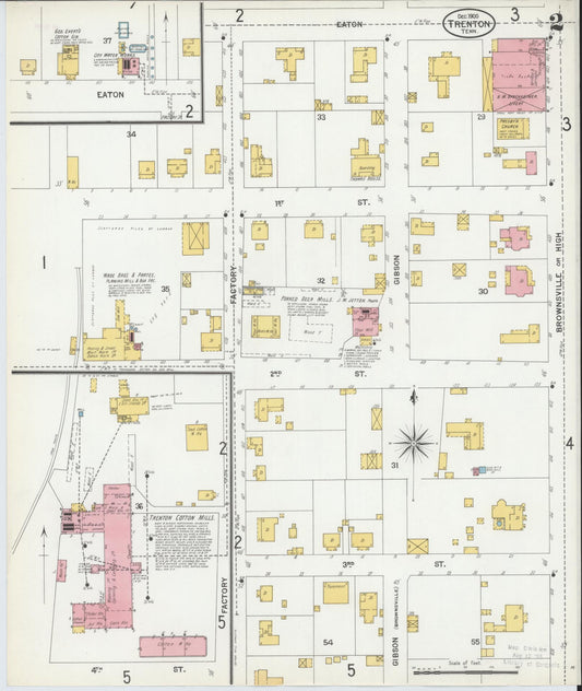 Sanborn Fire Insurance Map from Trenton, Gibson County, Tennessee (1900), Sheet #0002 - Historic Sanborn Fire Insurance Map Print, vintage old map wall art, antique decor, genealogy gift, Tennessee Tennessee map