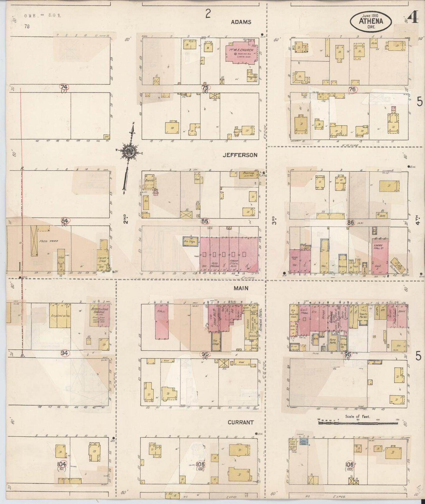Sanborn Fire Insurance Map from Athena, Umatilla County, Oregon (1932), Sheet #0004 - Complete Map Set gallery image, historic Sanborn map, vintage wall art, Oregon Oregon