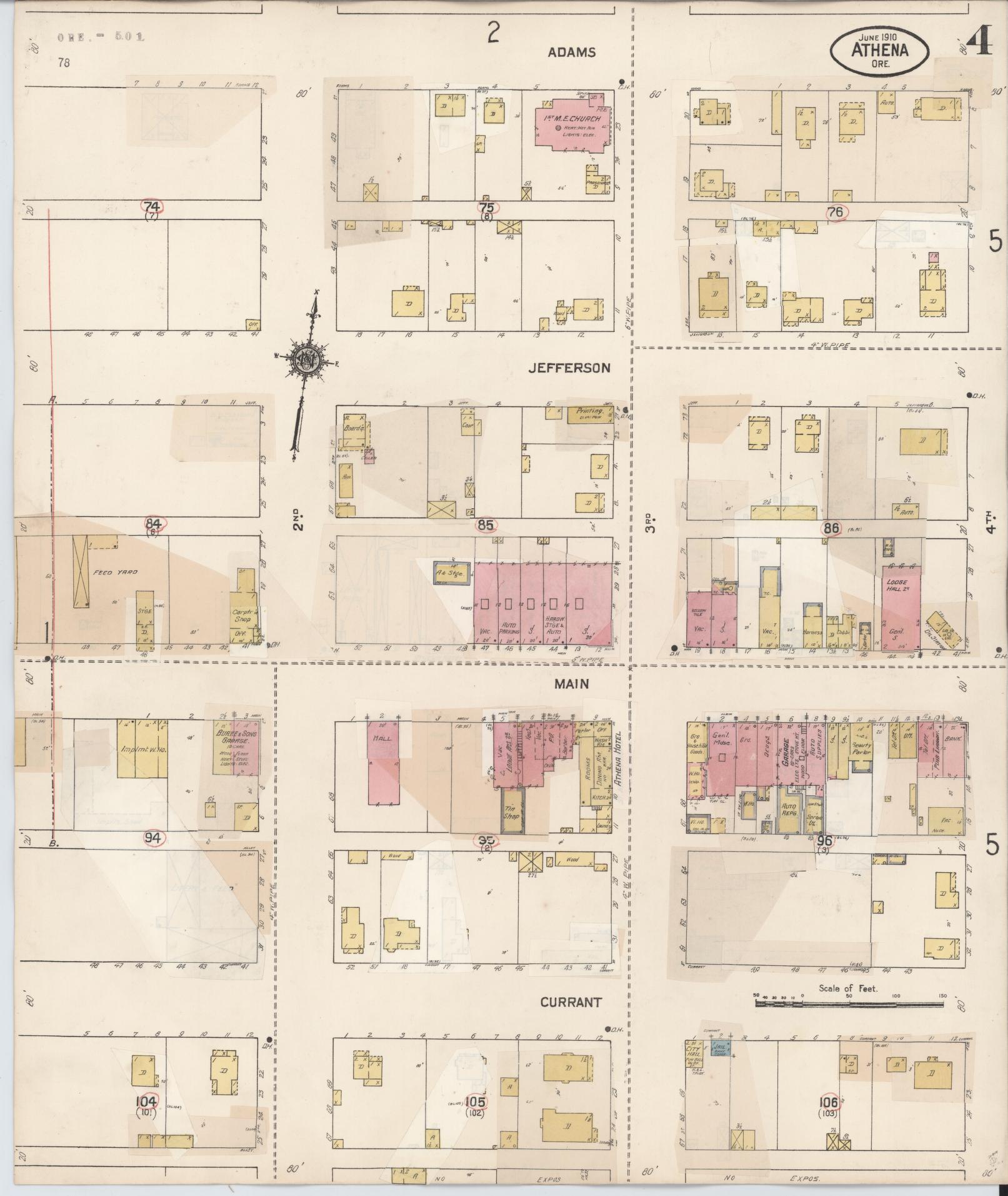 Sanborn Fire Insurance Map from Athena, Umatilla County, Oregon (1932), Sheet #0004 - Complete Map Set gallery image, historic Sanborn map, vintage wall art, Oregon Oregon