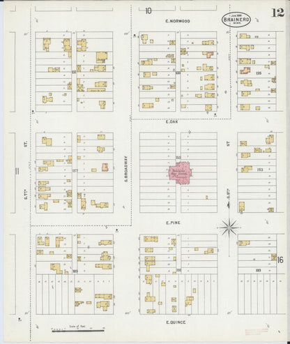 Sanborn Fire Insurance Map from Brainerd, Crow Wing County, Minnesota (1898), Sheet #0012 - Complete Map Set gallery image, historic Sanborn map, vintage wall art, Minnesota Minnesota