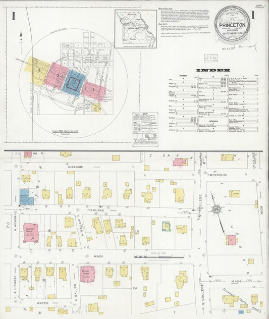 Sanborn Fire Insurance Map from Princeton, Mercer County, Missouri (1928), Sheet #0001 - Complete Map Set gallery image, historic Sanborn map, vintage wall art, Missouri Missouri