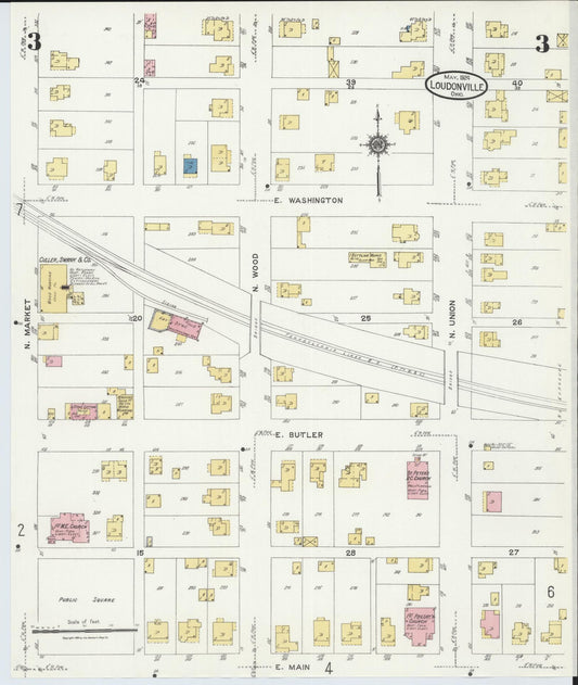 Sanborn Fire Insurance Map from Loudonville, Ashland County, Ohio (1924), Sheet #0003 - Historic Sanborn Fire Insurance Map Print, vintage old map wall art, antique decor, genealogy gift, Ohio Ohio map