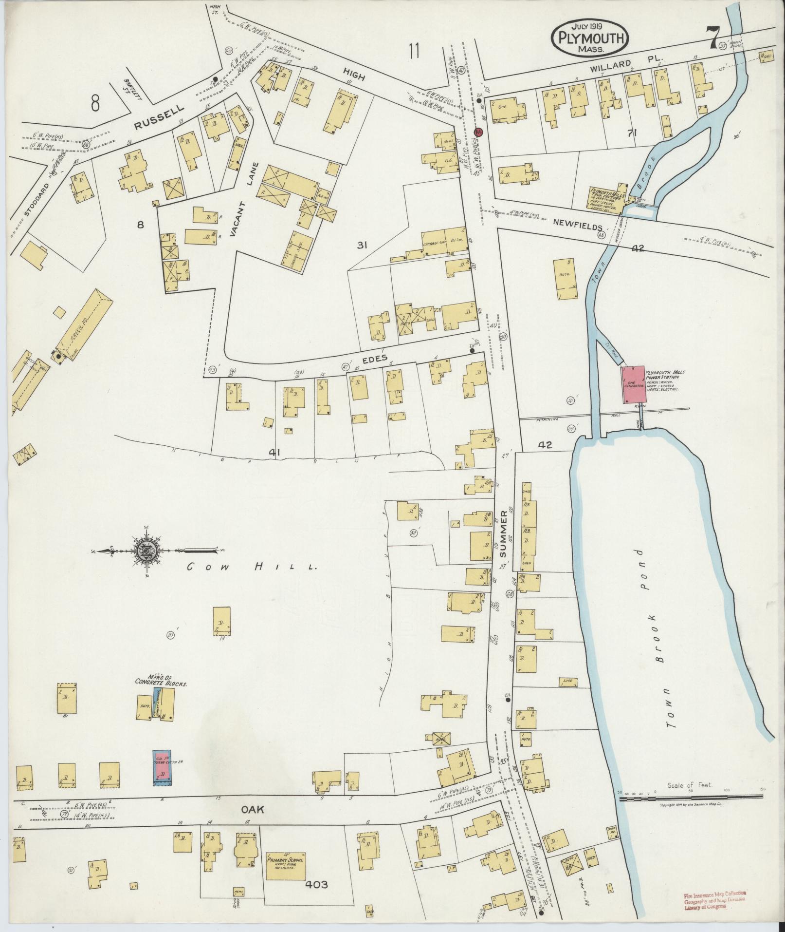 Sanborn Fire Insurance Map from Plymouth, Plymouth County, Massachusetts (1919), Sheet #0007 - Complete Map Set gallery image, historic Sanborn map, vintage wall art, Massachusetts Massachusetts