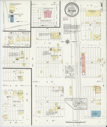 Sanborn Fire Insurance Map from Snyder, Kiowa County, Oklahoma (1914), Sheet #0001 - Complete Map Set gallery image, historic Sanborn map, vintage wall art, Oklahoma Oklahoma