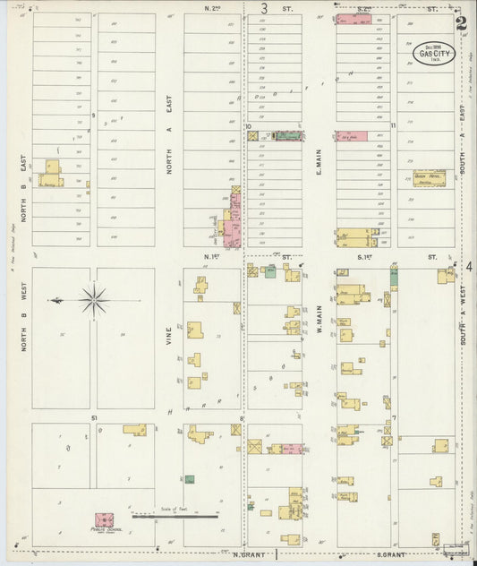 Sanborn Fire Insurance Map from Gas City, Grant County, Indiana (1898), Sheet #0002 - Historic Sanborn Fire Insurance Map Print, vintage old map wall art, antique decor, genealogy gift, Indiana Indiana map