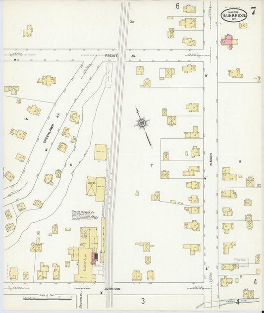 Sanborn Fire Insurance Map from Bainbridge, Chenango County, New York (1912), Sheet #0007 - Historic Sanborn Fire Insurance Map Print, vintage old map wall art, antique decor, genealogy gift, New York New York map