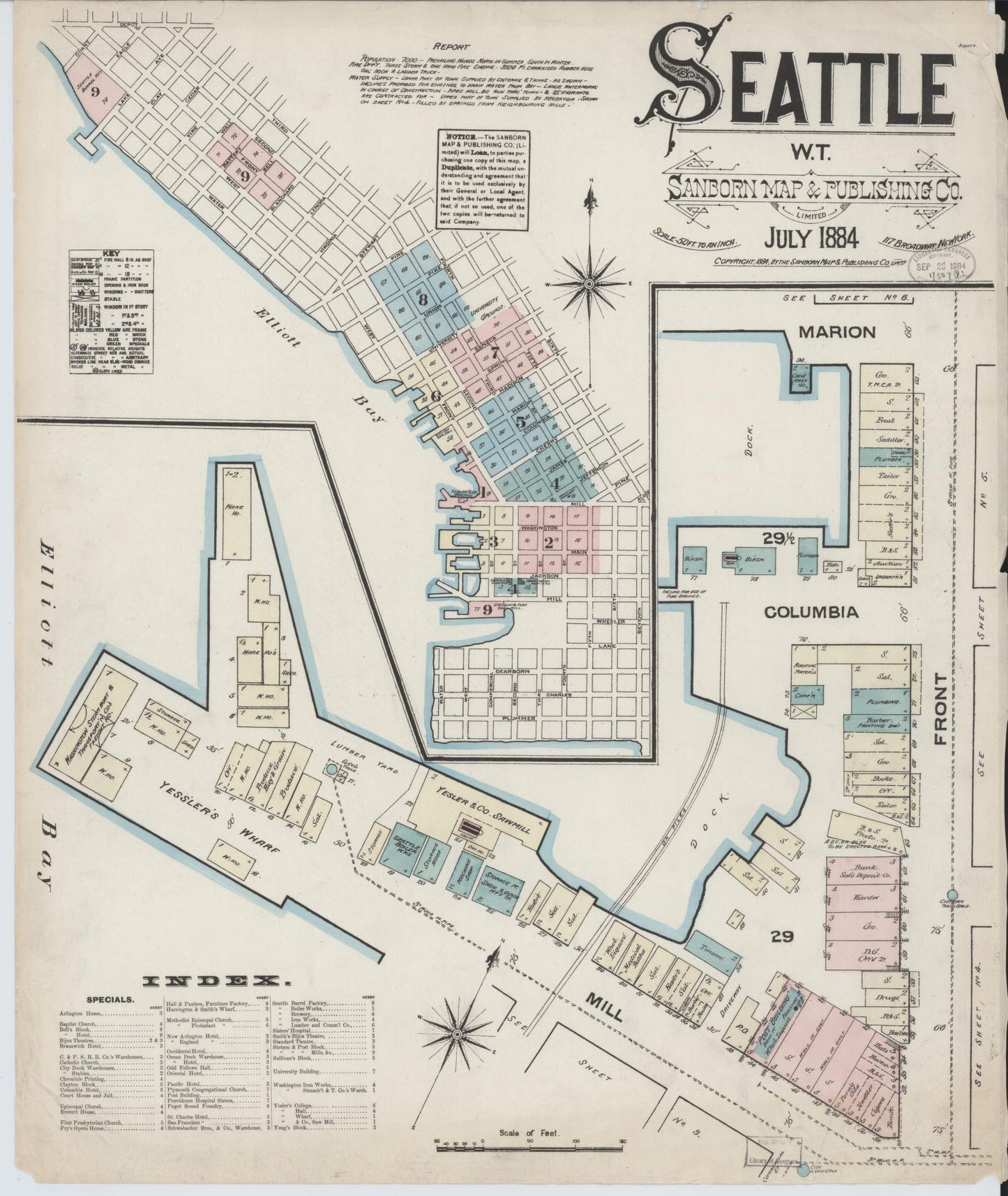 Sanborn Fire Insurance Map from Seattle, King County, Washington (1884), Sheet #0001 - Complete Map Set gallery image, historic Sanborn map, vintage wall art, Washington Washington