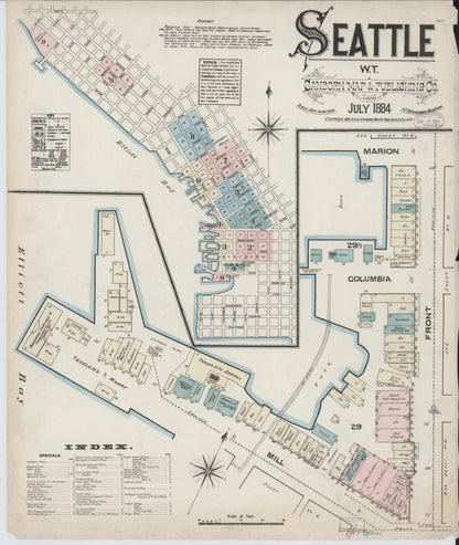 Sanborn Fire Insurance Map from Seattle, King County, Washington (1884), Sheet #0001 - Complete Map Set gallery image, historic Sanborn map, vintage wall art, Washington Washington