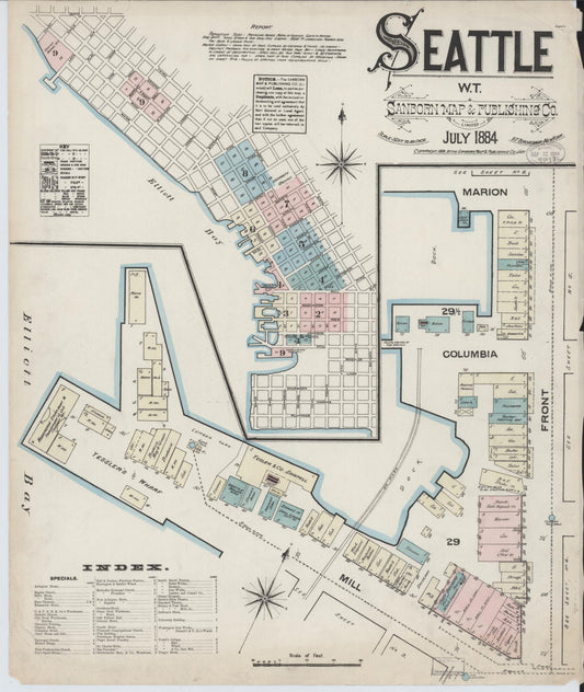 Sanborn Fire Insurance Map from Seattle, King County, Washington (1884), Sheet #0001 - Complete Map Set gallery image, historic Sanborn map, vintage wall art, Washington Washington