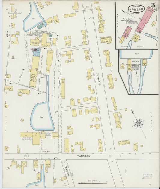 Sanborn Fire Insurance Map from Dexter, Penobscot County, Maine (1894), Sheet #0003 - Historic Sanborn Fire Insurance Map Print, vintage old map wall art, antique decor, genealogy gift, Maine Maine map