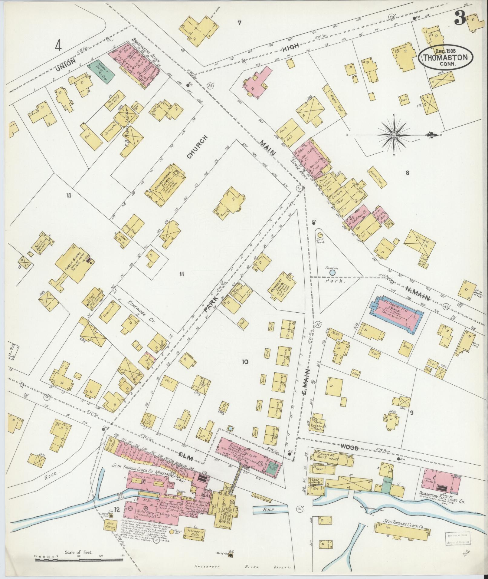 Sanborn Fire Insurance Map from Thomaston, Litchfield County, Connecticut (1905), Sheet #0003 - Complete Map Set gallery image, historic Sanborn map, vintage wall art, Connecticut Connecticut