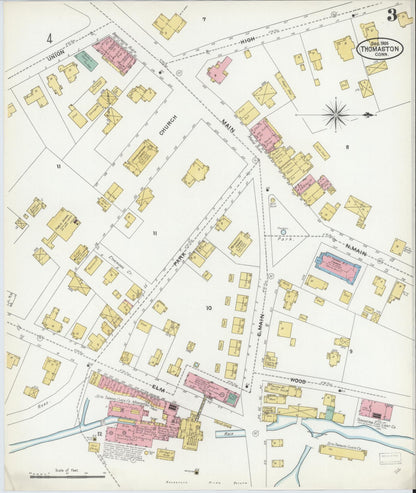 Sanborn Fire Insurance Map from Thomaston, Litchfield County, Connecticut (1905), Sheet #0003 - Complete Map Set gallery image, historic Sanborn map, vintage wall art, Connecticut Connecticut