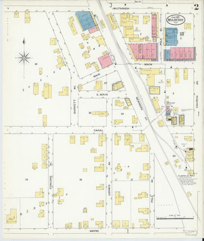 Sanborn Fire Insurance Map from Mulberry, Polk County, Florida (1909), Sheet #0002 - Historic Sanborn Fire Insurance Map Print, vintage old map wall art, antique decor, genealogy gift, Florida Florida map