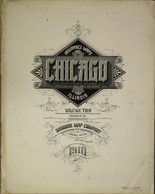 Sanborn Fire Insurance Map from Chicago, Cook County, Illinois (1910), Sheet #0001 - Historic Sanborn Fire Insurance Map Print, vintage old map wall art, antique decor, genealogy gift, Illinois Illinois map