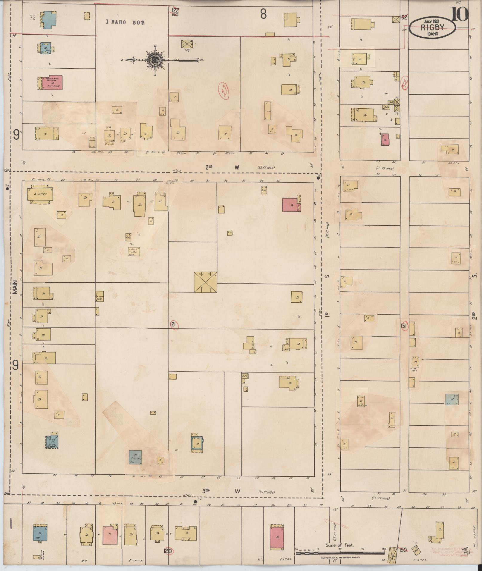 Sanborn Fire Insurance Map from Rigby, Jefferson County, Idaho (1943), Sheet #0001 - Complete Map Set gallery image, historic Sanborn map, vintage wall art, Idaho Idaho
