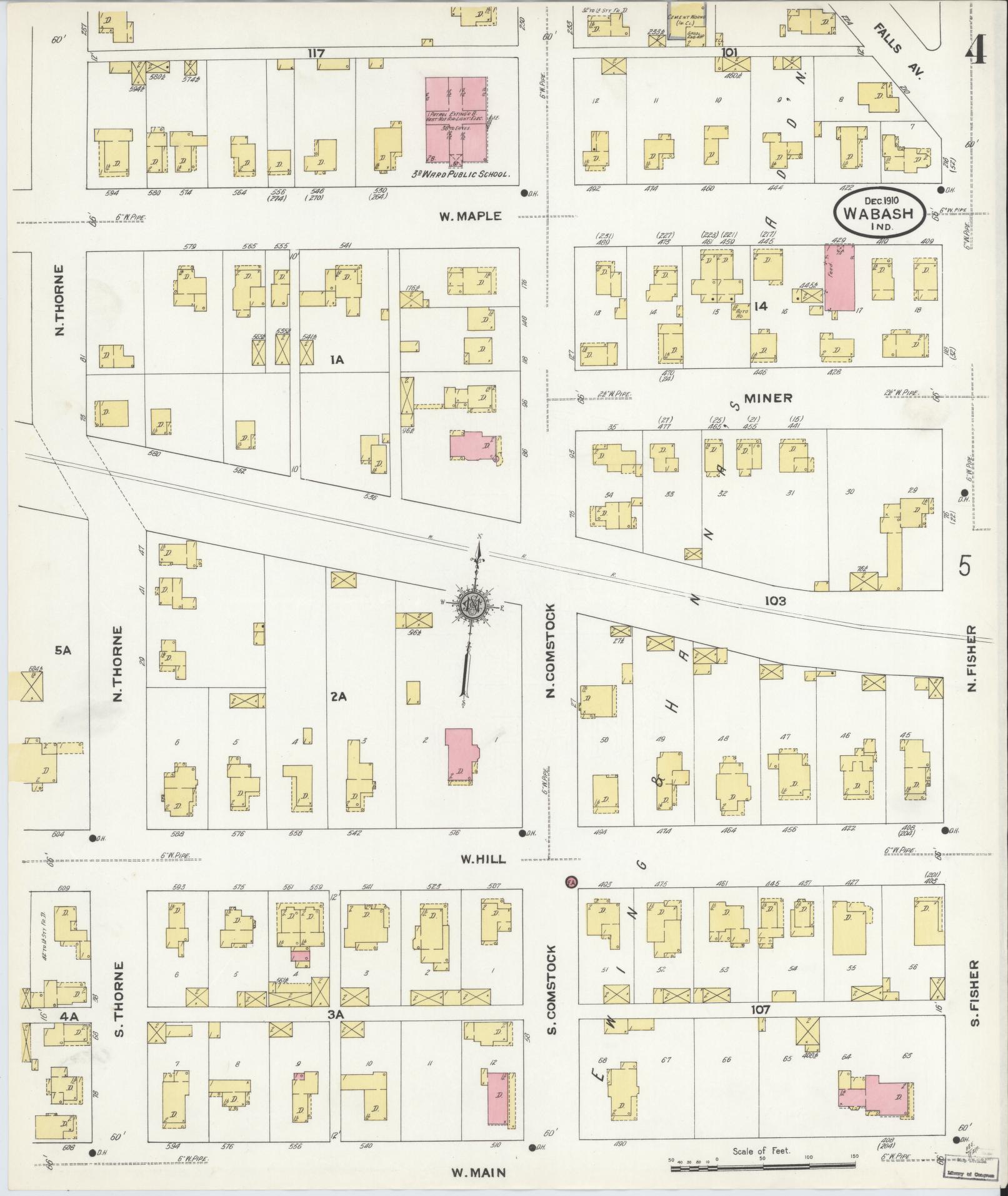Sanborn Fire Insurance Map from Wabash, Wabash County, Indiana (1910), Sheet #0004 - Complete Map Set gallery image, historic Sanborn map, vintage wall art, Indiana Indiana