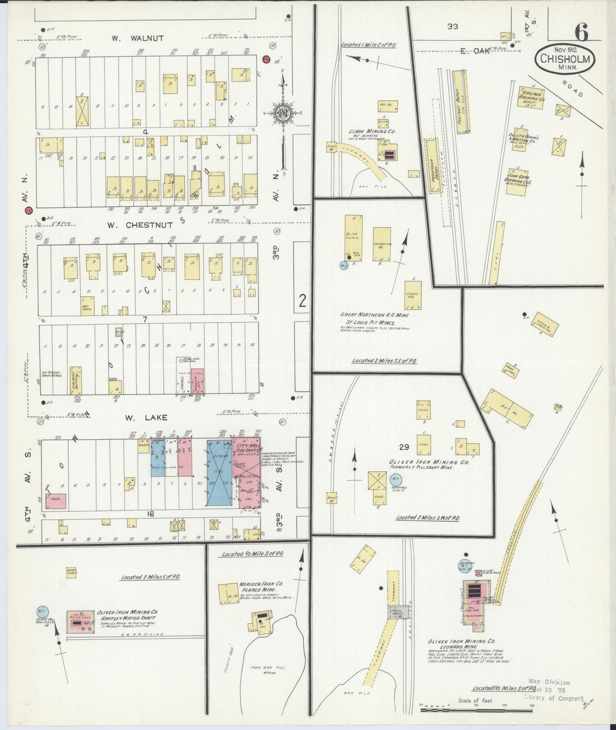 Sanborn Fire Insurance Map from Chisholm, Saint Louis County, Minnesota (1912), Sheet #0006 - Complete Map Set gallery image, historic Sanborn map, vintage wall art, Minnesota Minnesota