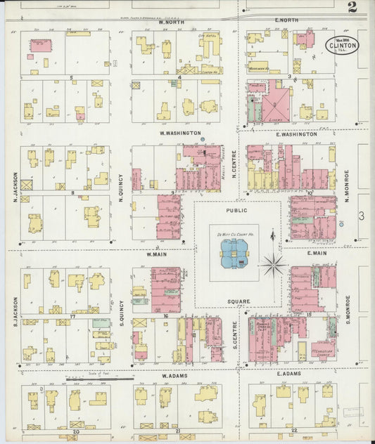 Sanborn Fire Insurance Map from Clinton, De Witt County, Illinois (1898), Sheet #0002 - Historic Sanborn Fire Insurance Map Print, vintage old map wall art, antique decor, genealogy gift, Illinois Illinois map
