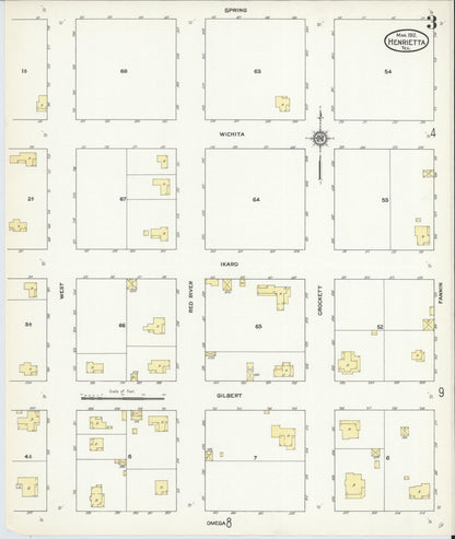 Sanborn Fire Insurance Map from Henrietta, Clay County, Texas (1912), Sheet #0003 - Complete Map Set gallery image, historic Sanborn map, vintage wall art, Texas Texas