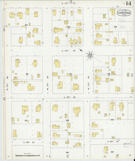 Sanborn Fire Insurance Map from Corsicana, Navarro County, Texas (1900), Sheet #0014 - Historic Sanborn Fire Insurance Map Print, vintage old map wall art, antique decor, genealogy gift, Texas Texas map