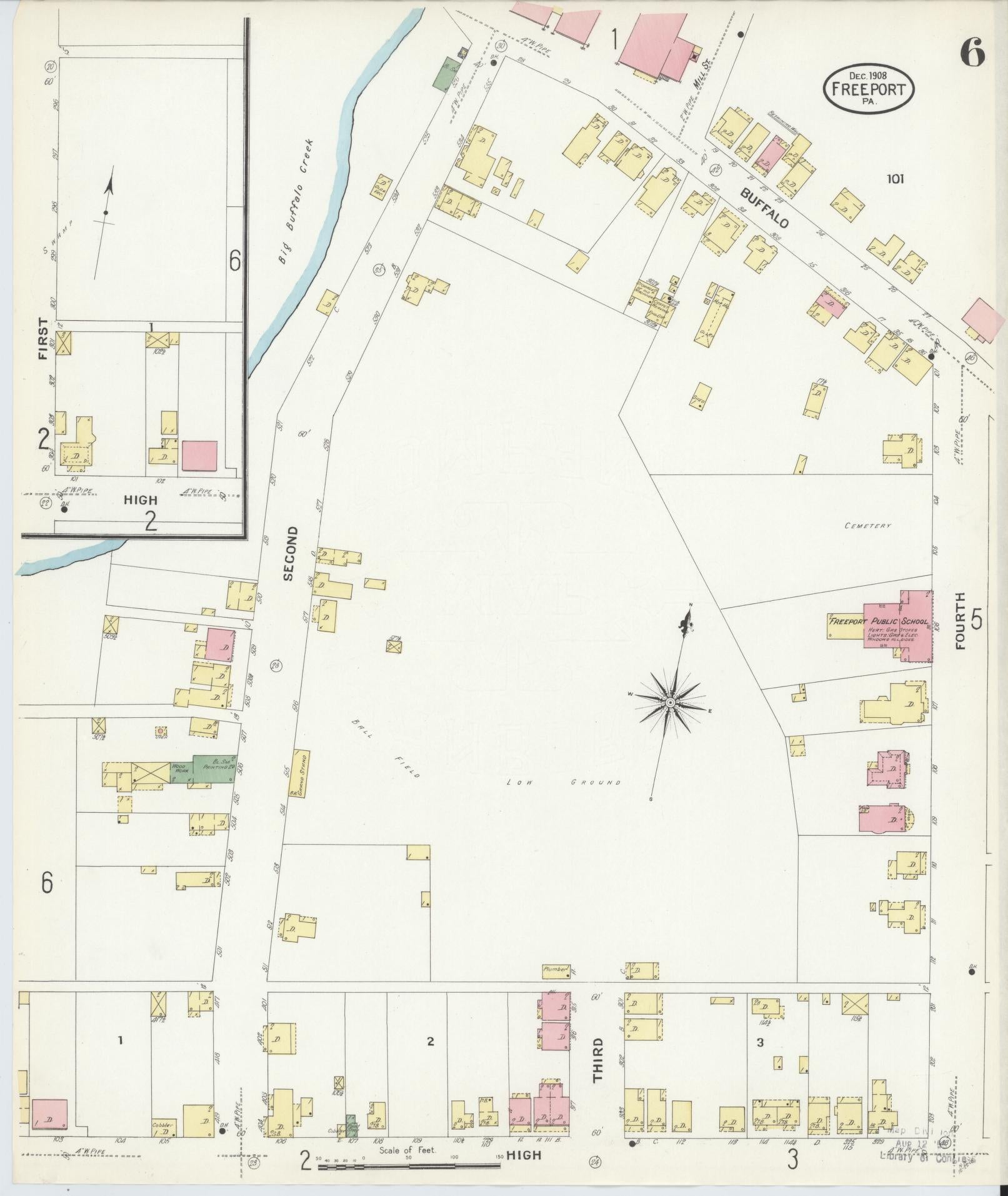 Sanborn Fire Insurance Map from Freeport, Armstrong County, Pennsylvania (1908), Sheet #0006 - Historic Sanborn Fire Insurance Map Print, vintage old map wall art, antique decor, genealogy gift, Pennsylvania Pennsylvania map