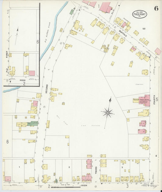Sanborn Fire Insurance Map from Freeport, Armstrong County, Pennsylvania (1908), Sheet #0006 - Historic Sanborn Fire Insurance Map Print, vintage old map wall art, antique decor, genealogy gift, Pennsylvania Pennsylvania map